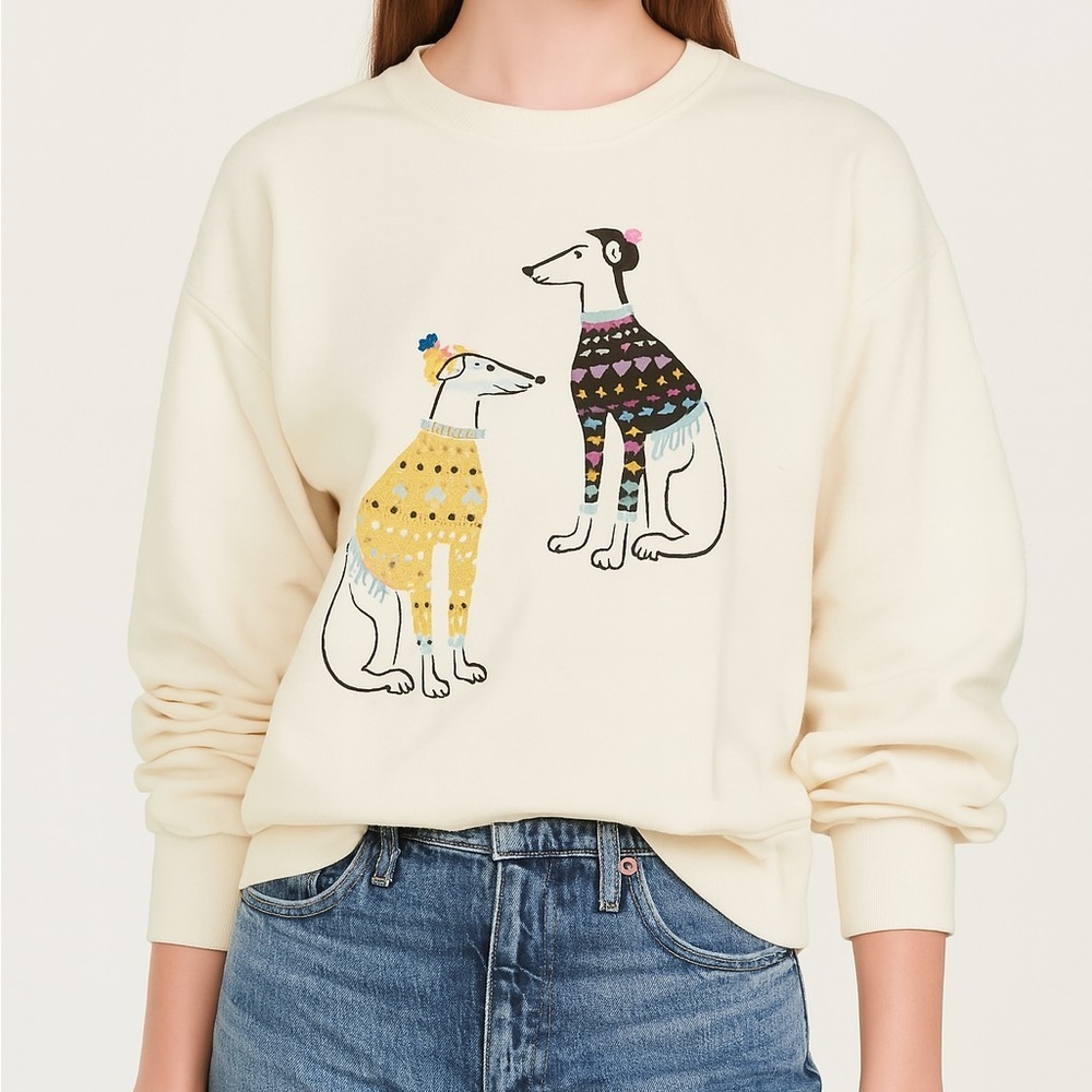 🛑 SOLD Maeve Ski Pups Graphic Sweatshirt XS - anthropology - Picture 2 of 6